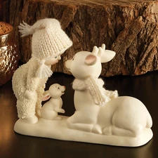 ✤ New DEPT 56 SNOWBABIES Porcelain Figurine DEER FRIENDS Fawn Bunny Rabbit Decor