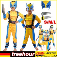 Kinder Jungen Wolverine Kostüm Enger Muskelanzug Party Cosplay Fancy Dress Up