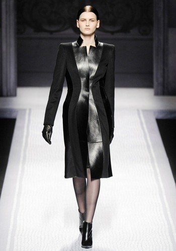 ALBERTA FERRETTI Black Wool Leather Coat 40 4