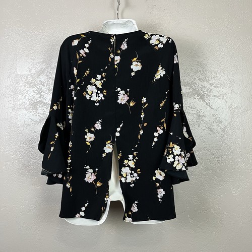 Blusa Top Floral Lauren Conrad Mangas Campana Boho Hilow Dobladillo Diez XL - Imagen 4 de 18