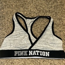 Victoria Secret Pink Nation Women  s S Gray Sports Bra A43