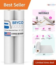 Kraft Paper Roll White 18x75ft 2-pack Arts Crafts Drawing Painting Gifts