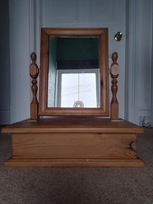 Antique Pine Victorian Mirror Dressing Table Chest Top Swing Mirror With Storage
