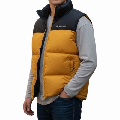 $160 Columbia Men's Puffect II Vest, Raw Honey/Shark, Large, Gift Ready/NWT