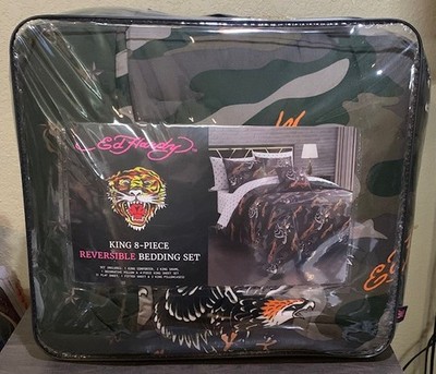 Ed Hardy Camo with Eagles & Panthers 8pc KING Set Comforter,Shams,Sheets &Pillow