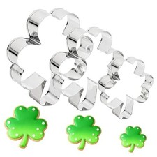 Shamrock Cookie Cutter, 3Pieces Shamrock Cookie Cutters for St. Clover