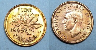 1945 CANADA CENT HIGH GRADE RED #MX2 130