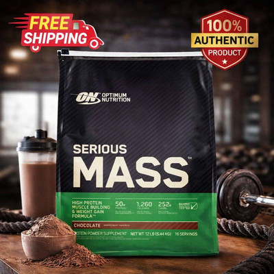 Optimum Nutrition Serious Mass Weight Gainer Protein Chocolate, Vanilla 12 lb