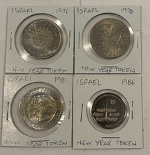 1976, 1978, 1981, & 1986 Israel New Year Tokens