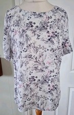 Mint Velvet Blouse  Uk14 Pink grey Floral Short Sleeve  Floral  Holiday Cruise 