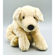 Russ Berrie Rover Dog Plush Cream Tan Lying Down Stuffed Animal 15 Inch