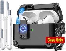 Black Case Cover for AirPods Pro 2 with Lock, Cleaning Kit, Keychain  Magnetic
