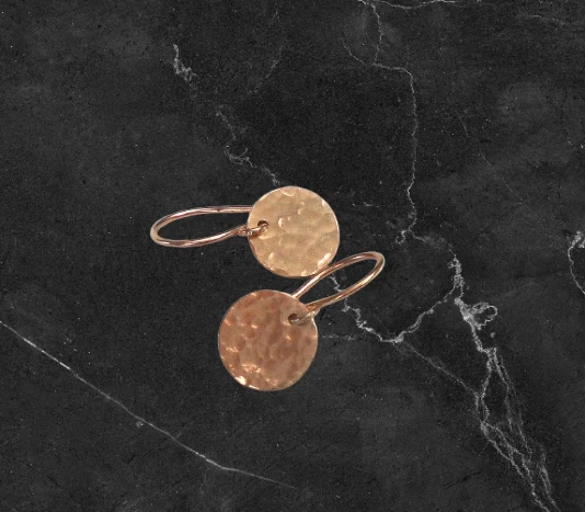 Roségold Ohrringe 925 Silber Scheibe gehämmert kleine Hänger Dot Echtsilber h988 - Bild 2 von 4