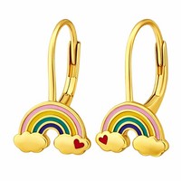 Kinder Ohrringe Regenbogen Vergoldet 925 Silber MäDchen OhrhäNger Kinderschmuck