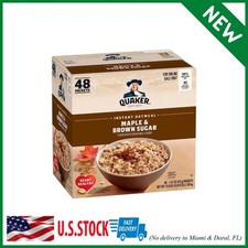 Quaker Oats Instant Oatmeal Maple Brown Sugar Breakfast Cereal Food 48 Packets