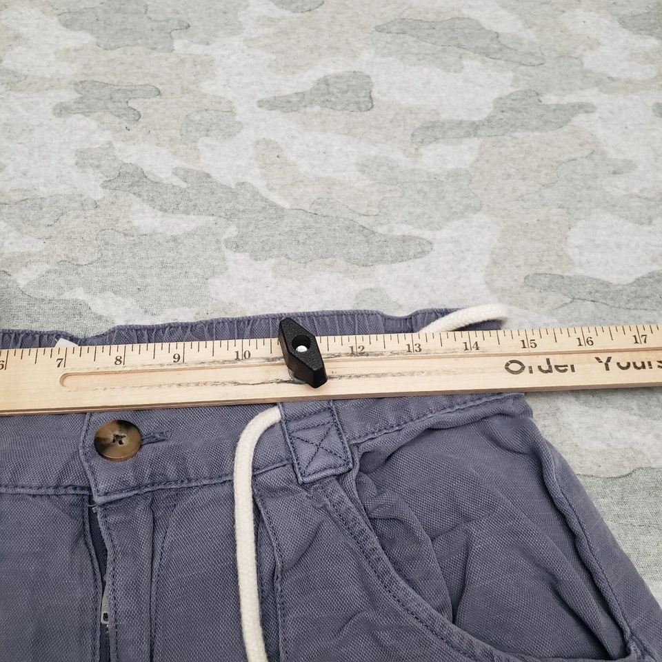 Pantalones Joie para mujer 10 bolsillos de mezcla de lino azul pierna ancha corta Foto 3 de 4