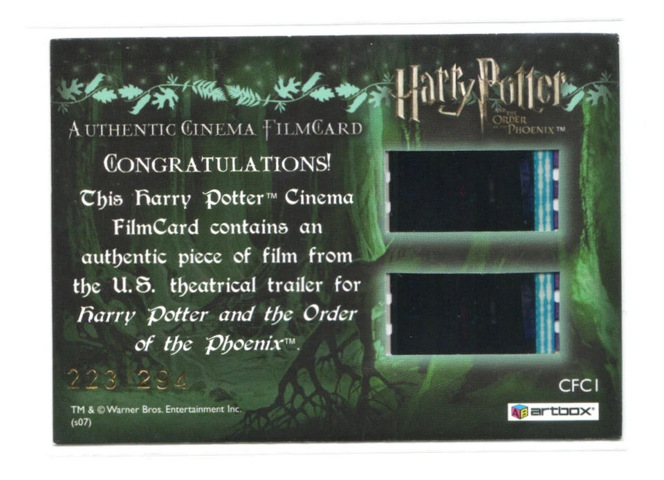 Harry Potter Order of the Phoenix OOTP Cinema Film Cel Card CFC1 #223/294 - Image 3 of 4