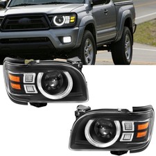 Halogen Headlight for Toyota Tacoma 2001-2004 DRL Black Housing Clear Lens L R