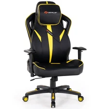 Gaming Chair 360° Swivel Computer Reclining Height Adjustable 2D Armrest Yellow