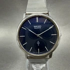 Seiko Watch Men 34mm Blue Dial Silver Tone Round 4120-9010 New Battery Vintage