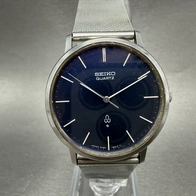 Seiko Watch Men 34mm Blue Dial Silver Tone Round 4120-9010 New 