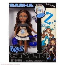 Bratz Stylin' Sasha Fashion Doll with Accessories and Customizable T-Shirt fo...