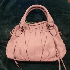 orYANY Trina Misty Rose Pebbled Italian Leather Satchel Handbag