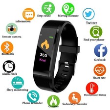115plus Smart Watch Bluetooth Heart Rate Blood Pressure Sport Fitness Tracker