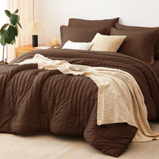 King Size Comforter Set Brown Seersucker 7 Pieces Bed in a Bag King Comforter Se