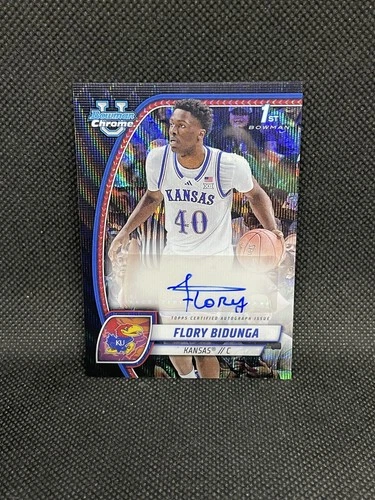 Flory Bidunga 2024-25 Bowman University U 1st Black Wave Refractor Auto Kansas