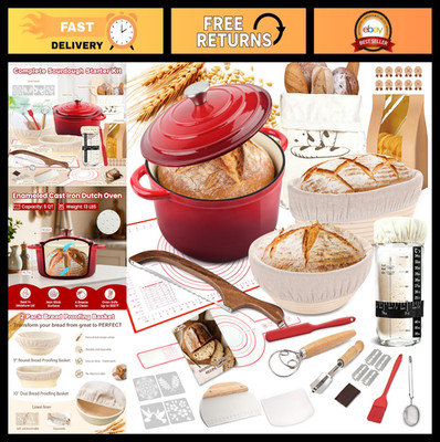 Sourdough Starter Kit - Dutch Oven, Proofing Basket & Glass Jar - Baking Essenti