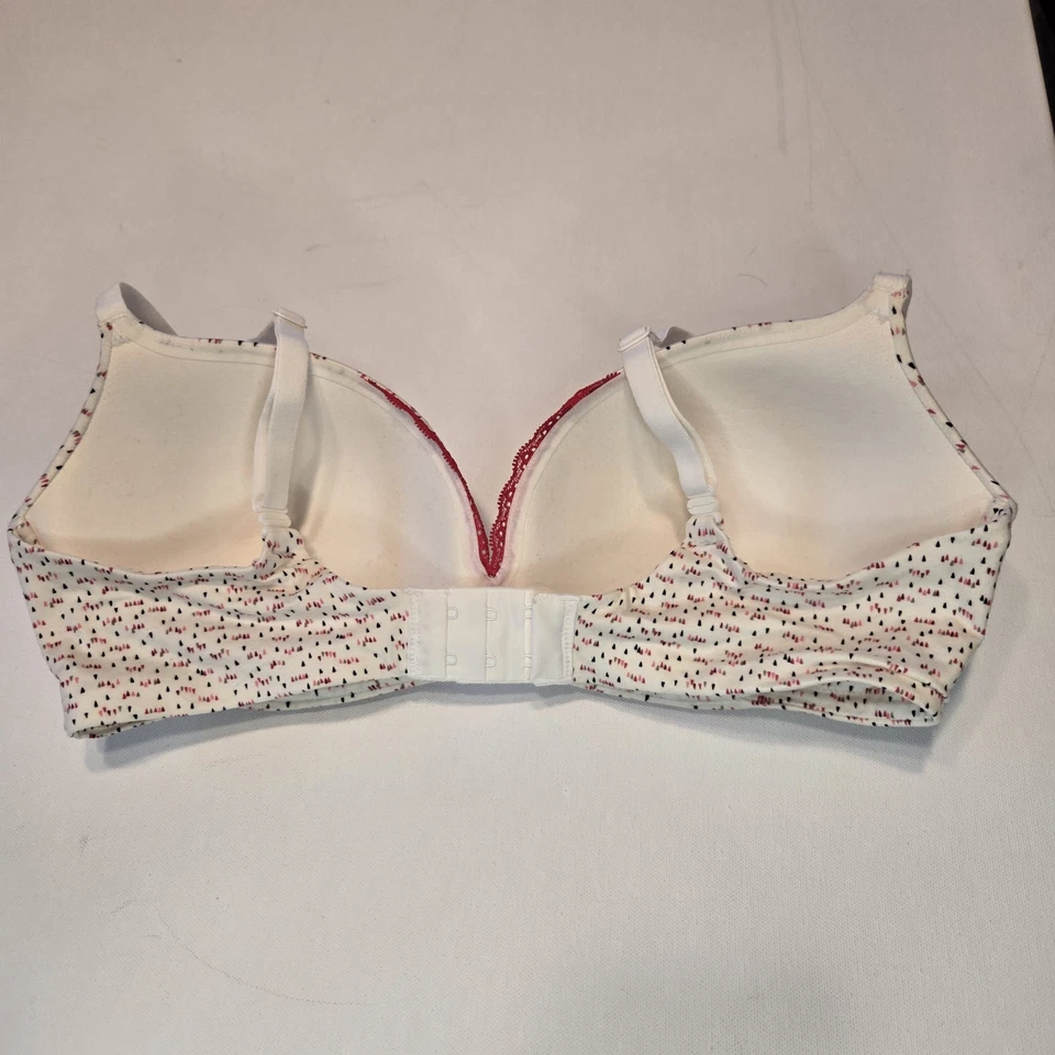 Victoria's Secret White With Red Lace and Dots Plunge Bra Size 34D - Image 3 of 4