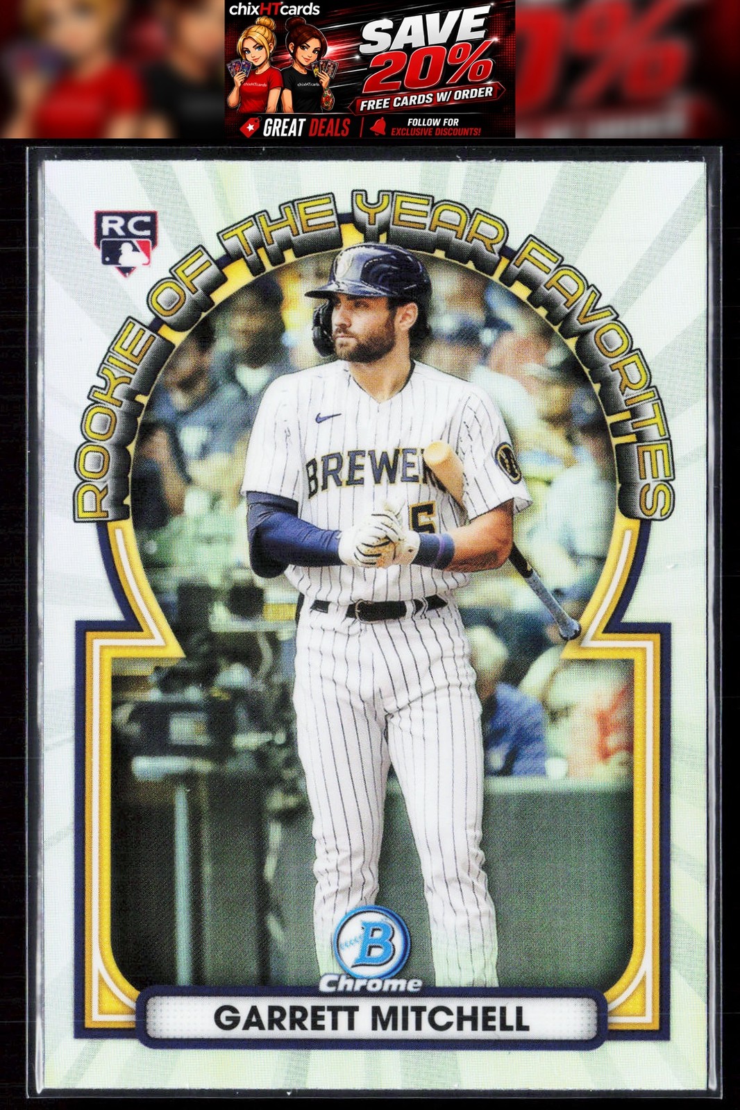 Garrett Mitchell 2023 Bowman Rookie of the Year Favorites #ROYF-7 Milwau Brewers