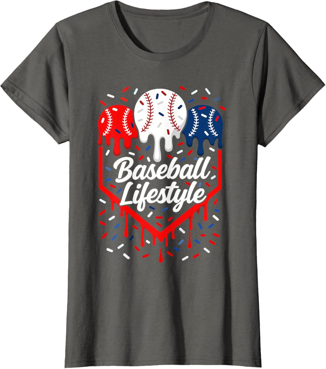 Baseball Life Style Drip Baseball Boy Kids Gifts Sport Ladies' Crewneck T-Shirt