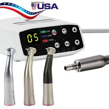 Dental LED Electric Motor / + 1:5 LED Fiber Optic Contra Angle Handpiece USA PH