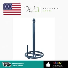 Home Basics Iris Freestanding Cast Iron Paper Towel Holder with Tear Bar, Slate