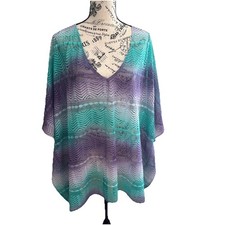 Show Me Your Mumu Teal Ombre Crochet Cover Up Large Resort Boho