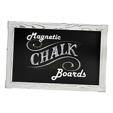 Magnetic Chalkboard - Easy-to-Erase Large Chalkboard 20x30 White Rustic Frame