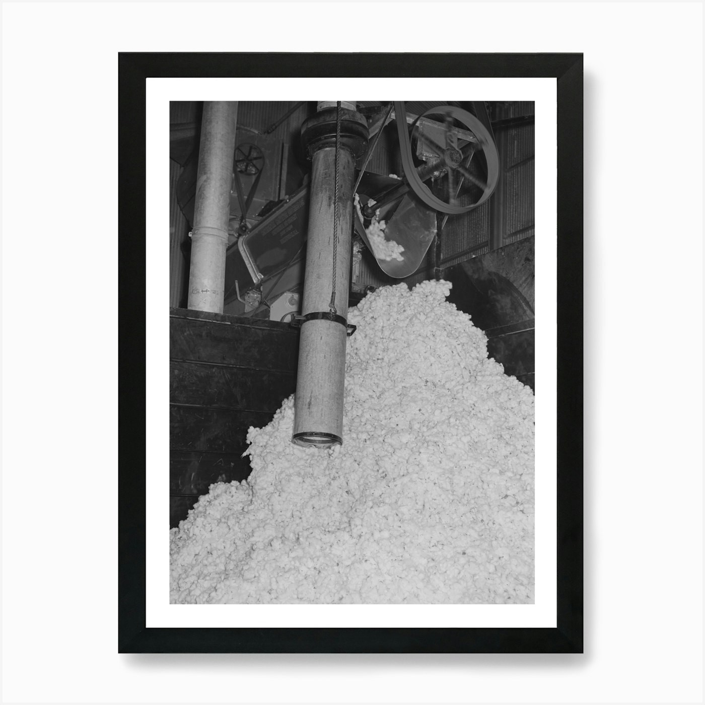Suction Pipe and Raw Cotton at Gin Framed Wall Art Canvas Print