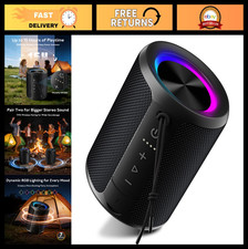 Waterproof Bluetooth Speaker, 20W Stereo Sound, 15H Playtime, RGB Light, Outdoor