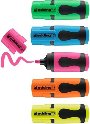 edding 5 Mini Textmarker - Neon-Farben - 5 highlighter pens - Keilspitze 1-3 mm