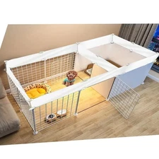 Dog Playpen Indoor with Door, Portable Metal Puppy Play Pen DIY Fence