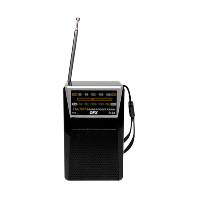 QFX R-34 Portable/Rechargeable Pocket-Size AM/FM Radio +Headphones