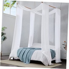 Pair of 2 Chiffon Canopy Bed Curtains. 360"W x 35"L Pack of 2 White  White