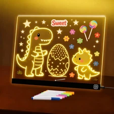 Hansanti LED Note Board with Colors 13.7"X10" Light Up Acrylic Dry Erase Boar...