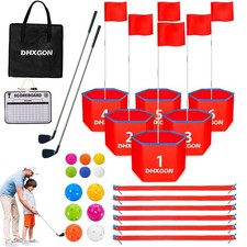 Backyard Golf Game with 2 Clubs, Portable 6 Hole Golf Course, Outdoor Yard Go