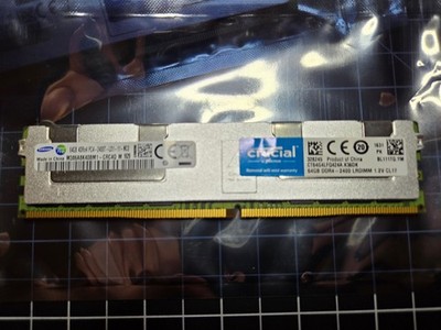 Crucial 64GB DDR4 LRDIMM Server RAM PC4-2400T 4Rx4 ECC CT64G4LFQ424A Micron