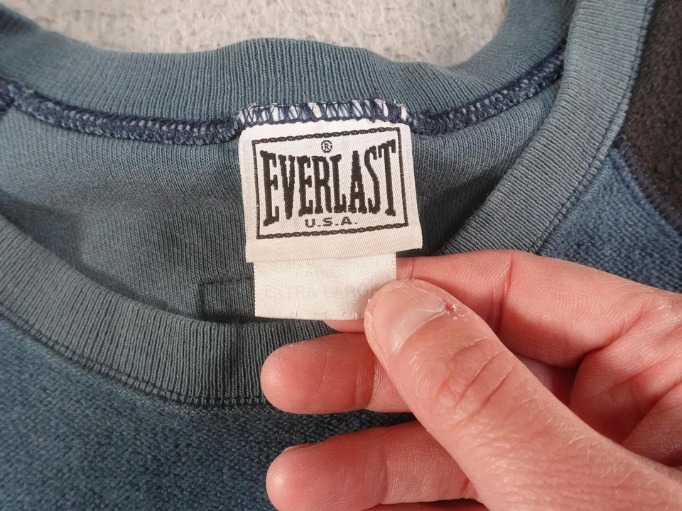 Sudadera De Colección Everlast Para Hombres XL Azul Gimnasio Entrenamiento Levantamiento de Pesas Hecha en EE. UU. 90s Foto 3 de 4