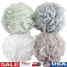 4 Pack Luxurious Body Wash Bath Loofah Sponges Exfoliating Shower Poufs New