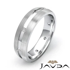 Men Diamond Solid Ring Matt Polished Finish Eternity Wedding Band Platinum 0.2Ct